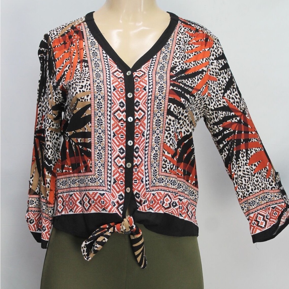 Ruby Rd. Women's Multicolor Button-Up Blouse 3/4 … - image 3